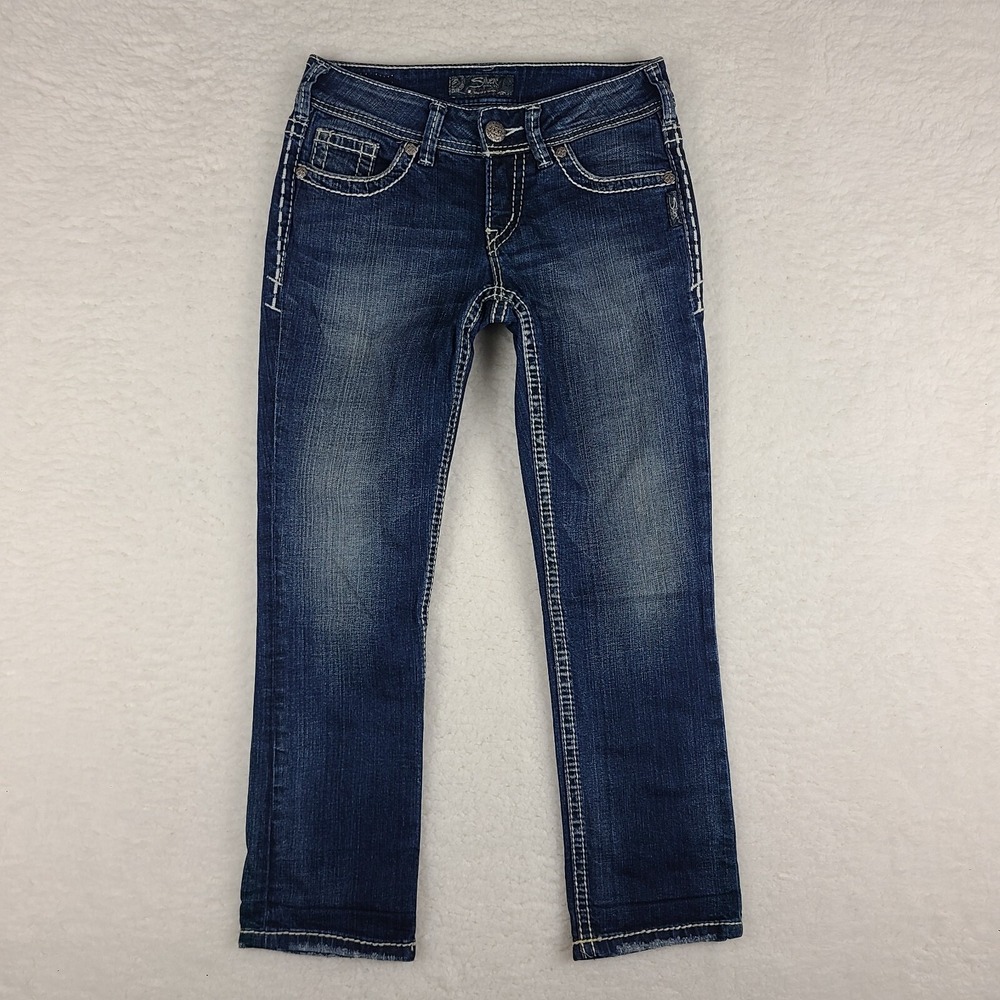 Silver Jeans Womens 26 Blue Suki Capri Dark Wash Denim